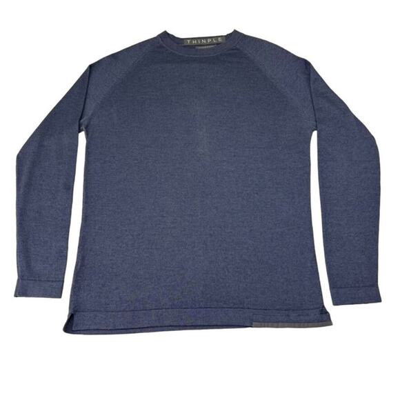 Thinple Sweater Womens Large Blue Thinking Simple Long Sleeve Cashmere Silk - Picture 1 of 11